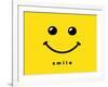 Smile Icon Template Design. Smiling Emoticon Vector Logo on Yellow Background. Face Line Art Style-null-Framed Art Print