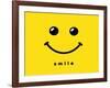 Smile Icon Template Design. Smiling Emoticon Vector Logo on Yellow Background. Face Line Art Style-null-Framed Art Print