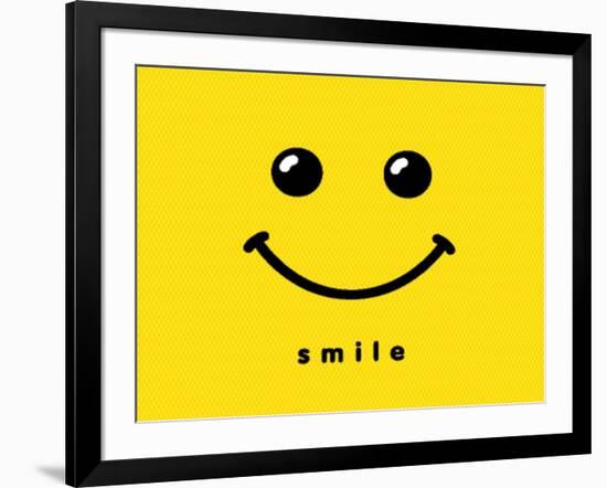 Smile Icon Template Design. Smiling Emoticon Vector Logo on Yellow Background. Face Line Art Style-null-Framed Art Print