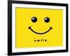 Smile Icon Template Design. Smiling Emoticon Vector Logo on Yellow Background. Face Line Art Style-null-Framed Art Print