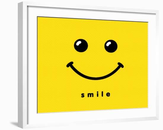 Smile Icon Template Design. Smiling Emoticon Vector Logo on Yellow Background. Face Line Art Style-null-Framed Art Print