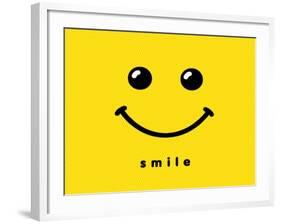 Smile Icon Template Design. Smiling Emoticon Vector Logo on Yellow Background. Face Line Art Style-null-Framed Art Print