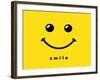 Smile Icon Template Design. Smiling Emoticon Vector Logo on Yellow Background. Face Line Art Style-null-Framed Art Print