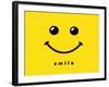 Smile Icon Template Design. Smiling Emoticon Vector Logo on Yellow Background. Face Line Art Style-null-Framed Art Print