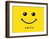 Smile Icon Template Design. Smiling Emoticon Vector Logo on Yellow Background. Face Line Art Style-null-Framed Art Print