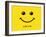 Smile Icon Template Design. Smiling Emoticon Vector Logo on Yellow Background. Face Line Art Style-null-Framed Art Print