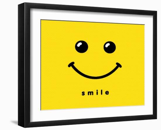 Smile Icon Template Design. Smiling Emoticon Vector Logo on Yellow Background. Face Line Art Style-null-Framed Art Print