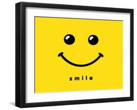 Smile Icon Template Design. Smiling Emoticon Vector Logo on Yellow Background. Face Line Art Style-null-Framed Art Print