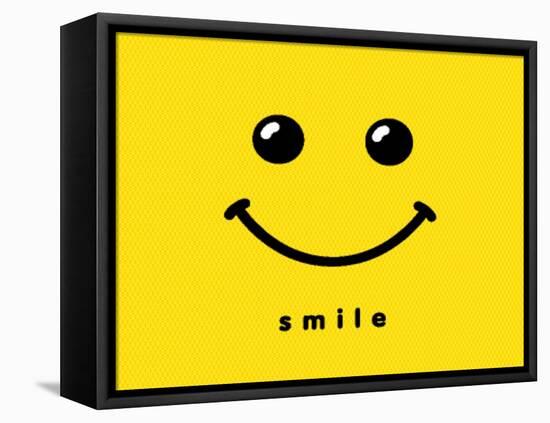 Smile Icon Template Design. Smiling Emoticon Vector Logo on Yellow Background. Face Line Art Style-null-Framed Stretched Canvas