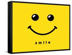 Smile Icon Template Design. Smiling Emoticon Vector Logo on Yellow Background. Face Line Art Style-null-Framed Stretched Canvas