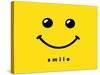 Smile Icon Template Design. Smiling Emoticon Vector Logo on Yellow Background. Face Line Art Style-null-Stretched Canvas