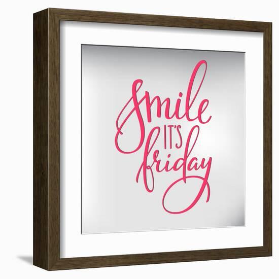 Smile its Friday Lettering-Lelene-Framed Art Print