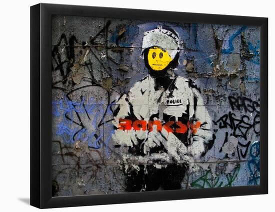 Smiley Face Happy Police Graffiti-null-Framed Poster