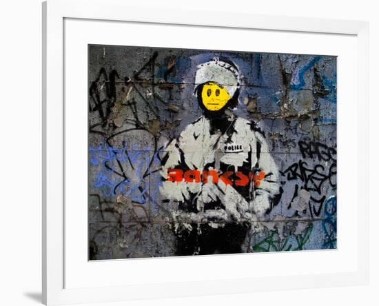 Smiley Face Happy Police Graffiti-null-Framed Poster