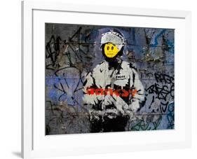 Smiley Face Happy Police Graffiti-null-Framed Poster