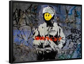 Smiley Face Happy Police Graffiti-null-Framed Poster