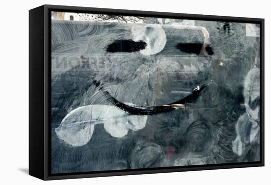 Smiley Face on Frosted Window NYC-null-Framed Stretched Canvas