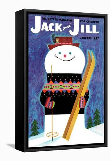 Smiley Snowman - Jack and Jill, January 1957-Jack Weaver-Framed Stretched Canvas