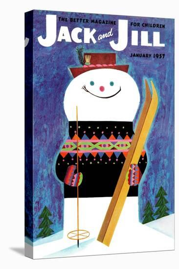 Smiley Snowman - Jack and Jill, January 1957-Jack Weaver-Stretched Canvas