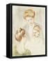 Smiling Baby with Two Girls-Mary Cassatt-Framed Stretched Canvas