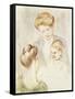 Smiling Baby with Two Girls-Mary Cassatt-Framed Stretched Canvas