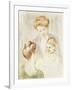 Smiling Baby with Two Girls-Mary Cassatt-Framed Giclee Print