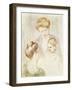 Smiling Baby with Two Girls-Mary Cassatt-Framed Giclee Print