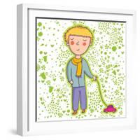 Smiling Boy with a Toy Car-smilewithjul-Framed Art Print