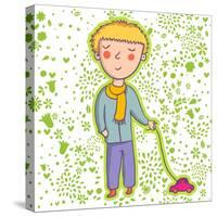 Smiling Boy with a Toy Car-smilewithjul-Stretched Canvas