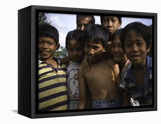 Smiling Children, Indonesia-Michael Brown-Framed Stretched Canvas