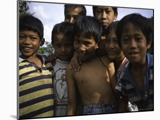 Smiling Children, Indonesia-Michael Brown-Mounted Photographic Print