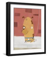 Smiling dog on a leash-Harry Briggs-Framed Giclee Print