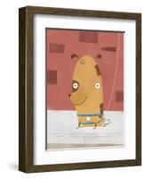 Smiling dog on a leash-Harry Briggs-Framed Giclee Print