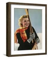 Smiling Female Skier-null-Framed Photographic Print