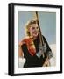 Smiling Female Skier-null-Framed Photographic Print