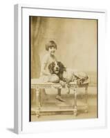 Smiling Girl and Dog-null-Framed Photographic Print