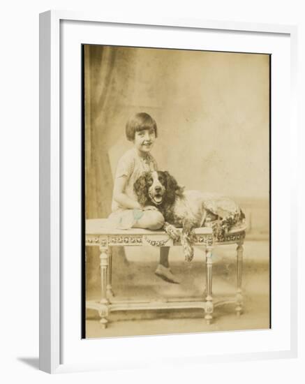 Smiling Girl and Dog-null-Framed Photographic Print