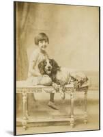 Smiling Girl and Dog-null-Mounted Photographic Print