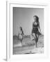 Smiling Girls Carrying Skis Out of the Water onto Beach-null-Framed Photographic Print