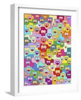 Smiling Hearts Pattern II-Miguel Balbás-Framed Giclee Print