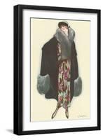 Smiling Lady with Fur-Trimmed Coat-null-Framed Art Print