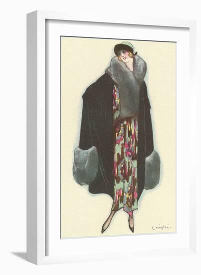 Smiling Lady with Fur-Trimmed Coat-null-Framed Art Print