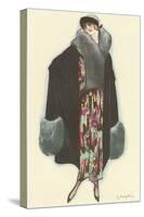 Smiling Lady with Fur-Trimmed Coat-null-Stretched Canvas