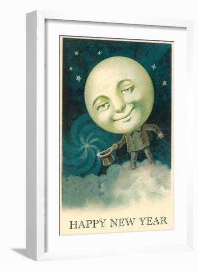 Smiling Moon Doffing Hat-null-Framed Art Print