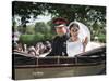 Smiling Newlyweds Prince Harry and Meghan and Wave-Associated Newspapers-Stretched Canvas