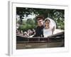 Smiling Newlyweds Prince Harry and Meghan and Wave-Associated Newspapers-Framed Photo