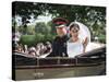 Smiling Newlyweds Prince Harry and Meghan and Wave-Associated Newspapers-Stretched Canvas