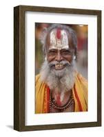 Smiling sadhu with Vishnu mark on his forehead, Rishikesh, Uttarakhand, India-Godong-Framed Photographic Print