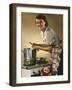 Smiling Woman Preparing a Wholesome Feast-null-Framed Photographic Print