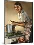 Smiling Woman Preparing a Wholesome Feast-null-Mounted Photographic Print